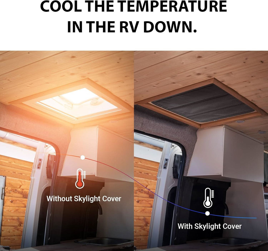 BougeRV RV Skylight Vent Cover, Magnetic Foldable Camper Window Sun Shade