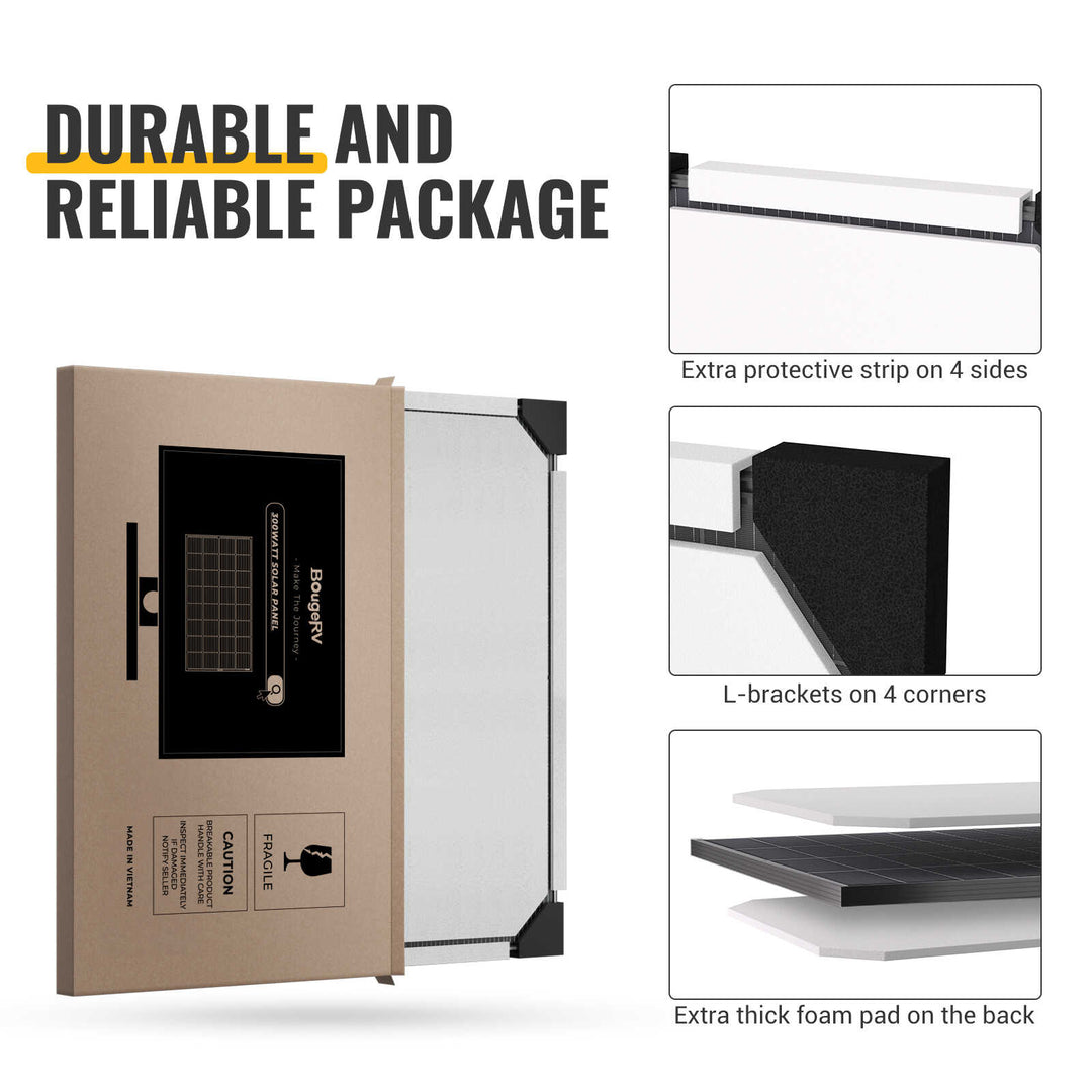 BougeRV Bifacial 600 Watts 12BB 12V/24V Rigid Solar Panel